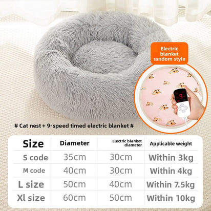 Heated Cat Bed with Adjustable Temperature and Washable Cover